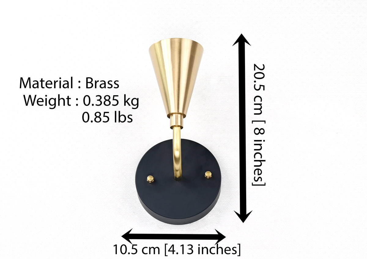 Modern Industrial Wall Sconce | Curved Arm Cone Light | Customizable Handcrafted Lighting Fixture - 32578