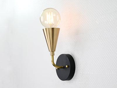 Modern Industrial Wall Sconce | Curved Arm Cone Light | Customizable Handcrafted Lighting Fixture - 32578