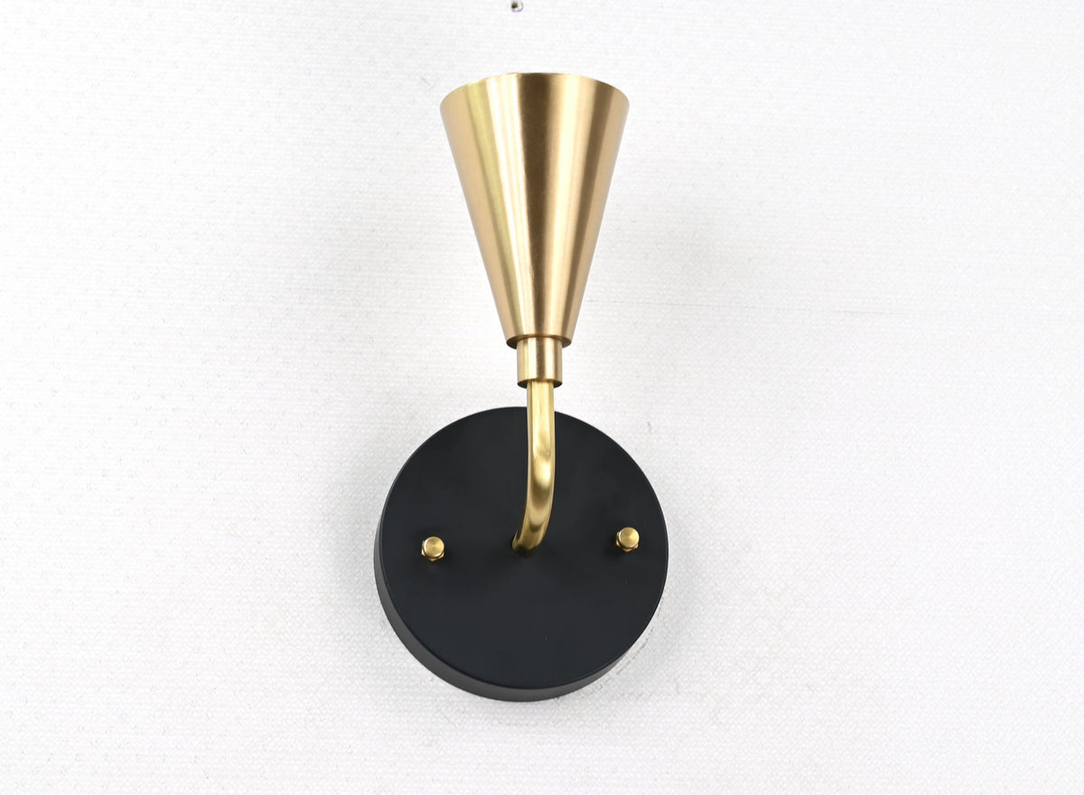 Modern Industrial Wall Sconce | Curved Arm Cone Light | Customizable Handcrafted Lighting Fixture - 32578