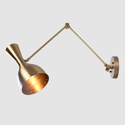 Mid-Century Diabolo Style Swing Arm Wall Sconce | Customizable Adjustable Perforated Light Fixture - 32589