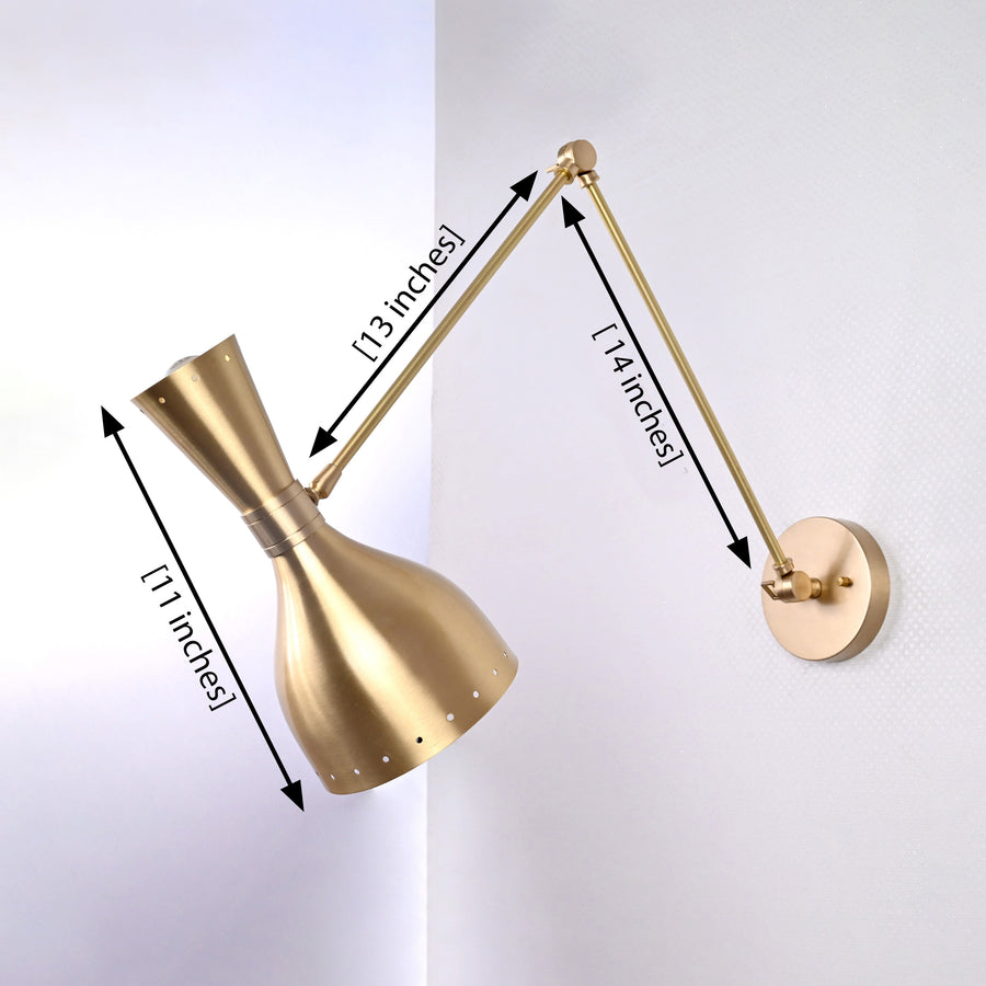 Mid-Century Diabolo Style Swing Arm Wall Sconce | Customizable Adjustable Perforated Light Fixture - 32589