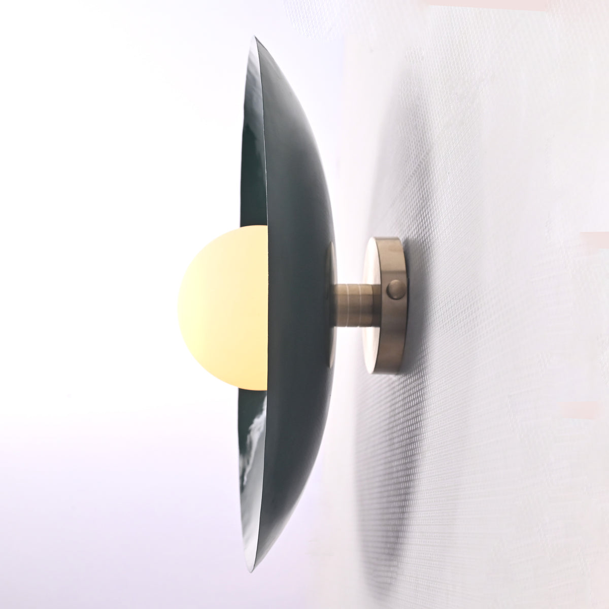 Modern Concave Dish Wall Sconce with Globe Center | Customizable Sculptural Decorative Light Fixture
 - 32598