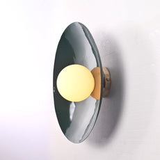Modern Concave Dish Wall Sconce with Globe Center | Customizable Sculptural Decorative Light Fixture
 - 32598