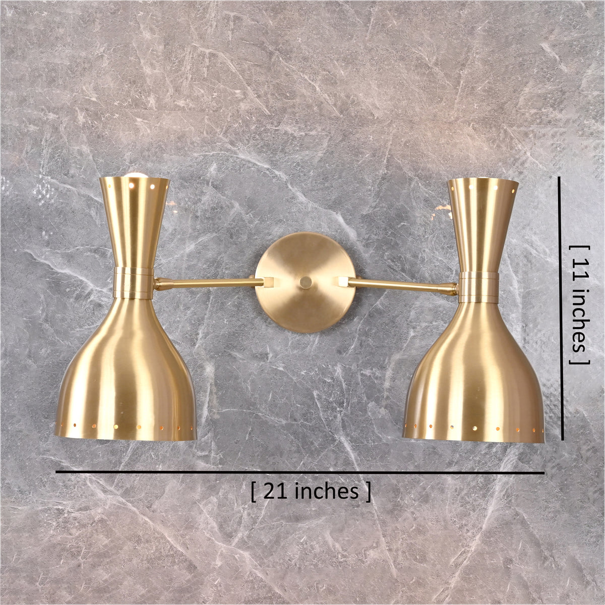 Mid-Century Diabolo Style Double Arm Wall Sconce | Customizable Perforated Modern Light Fixture - 32601