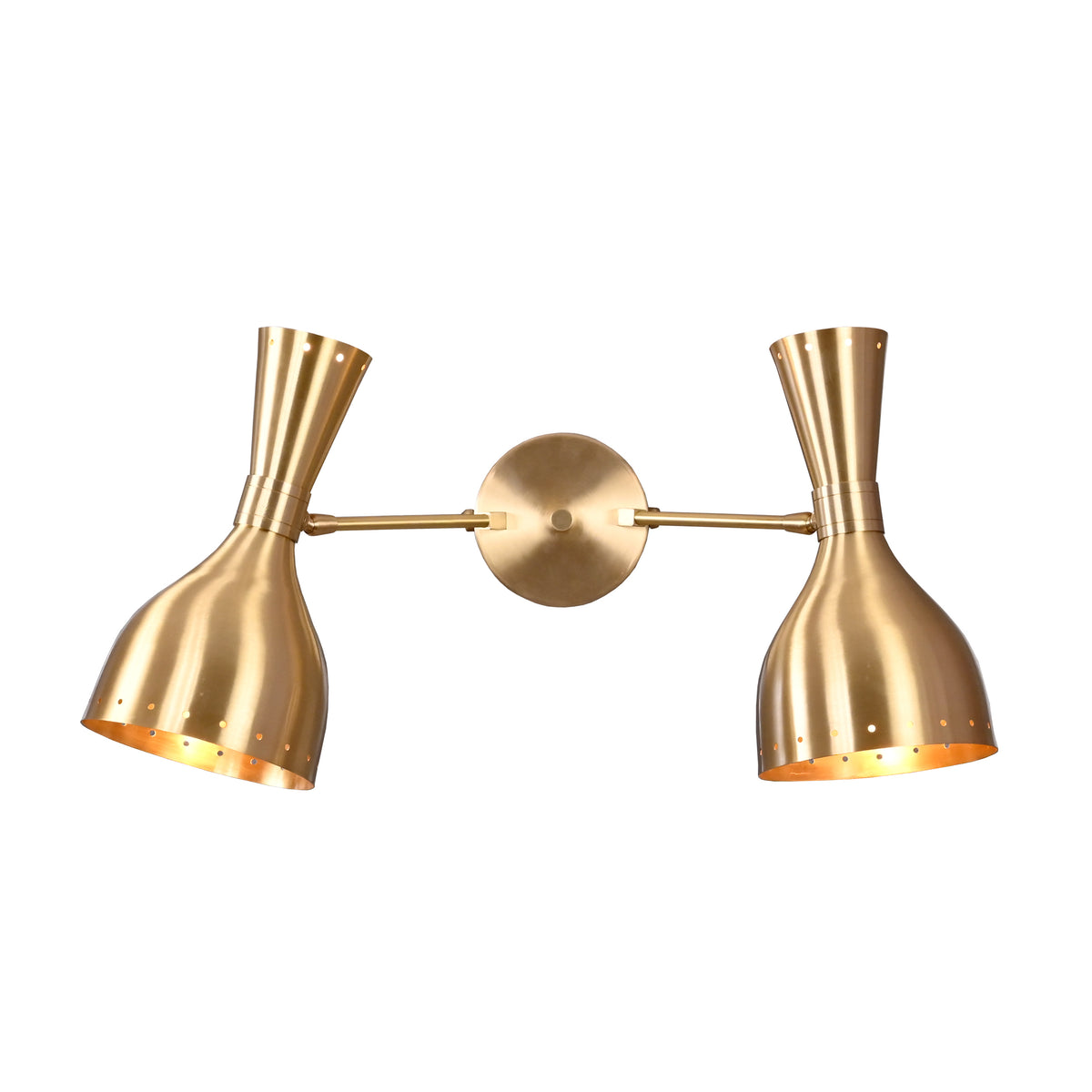 Mid-Century Diabolo Style Double Arm Wall Sconce | Customizable Perforated Modern Light Fixture - 32601