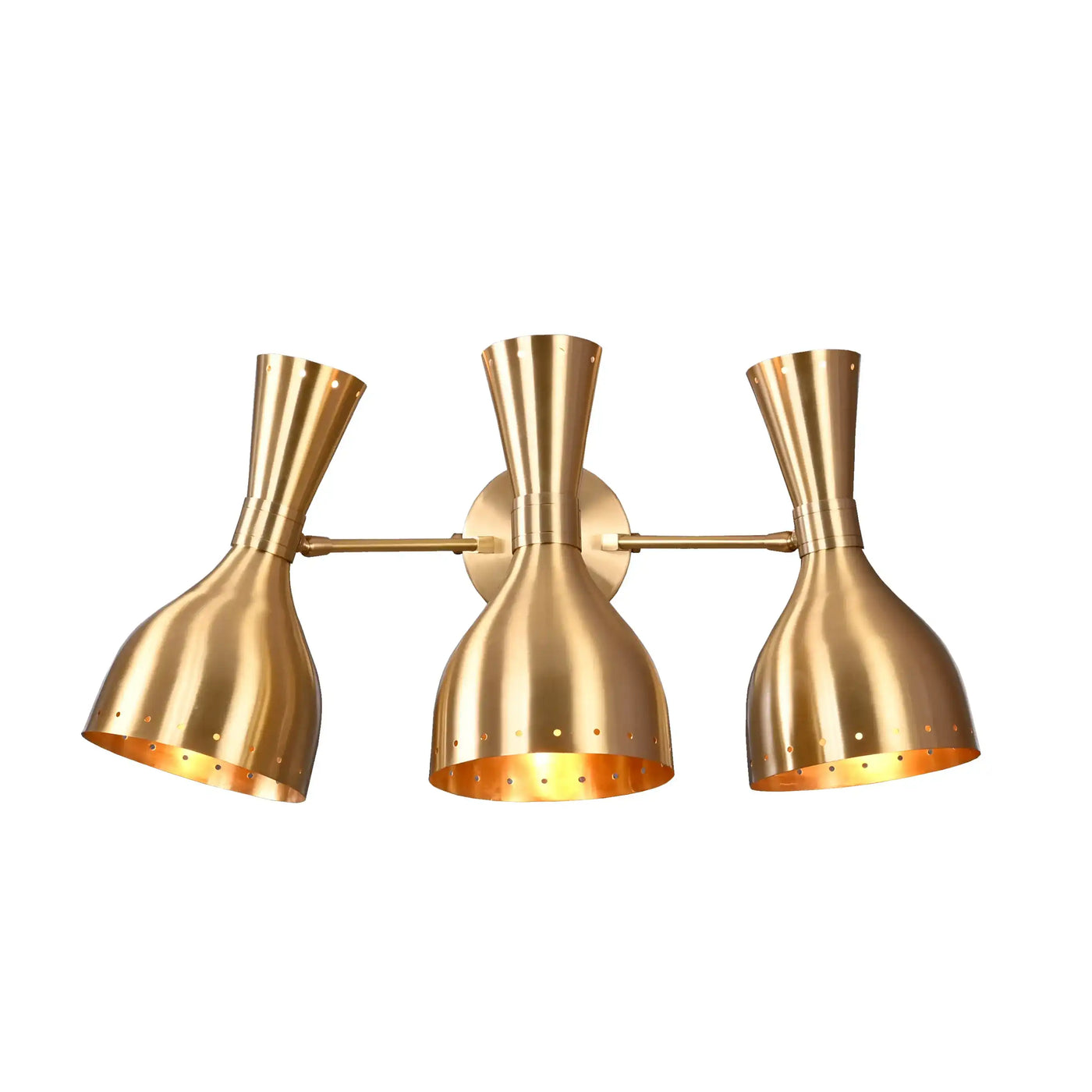 Mid-Century Diabolo Style Triple Arm Wall Sconce | Customizable Perforated Modern Lighting Fixture - 32602