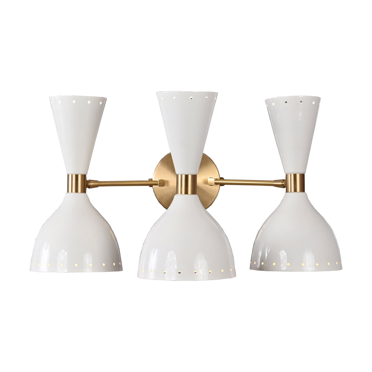 Mid-Century Diabolo Style Triple Cone Wall Sconce | Customizable Modern Perforated Light Fixture - 32603