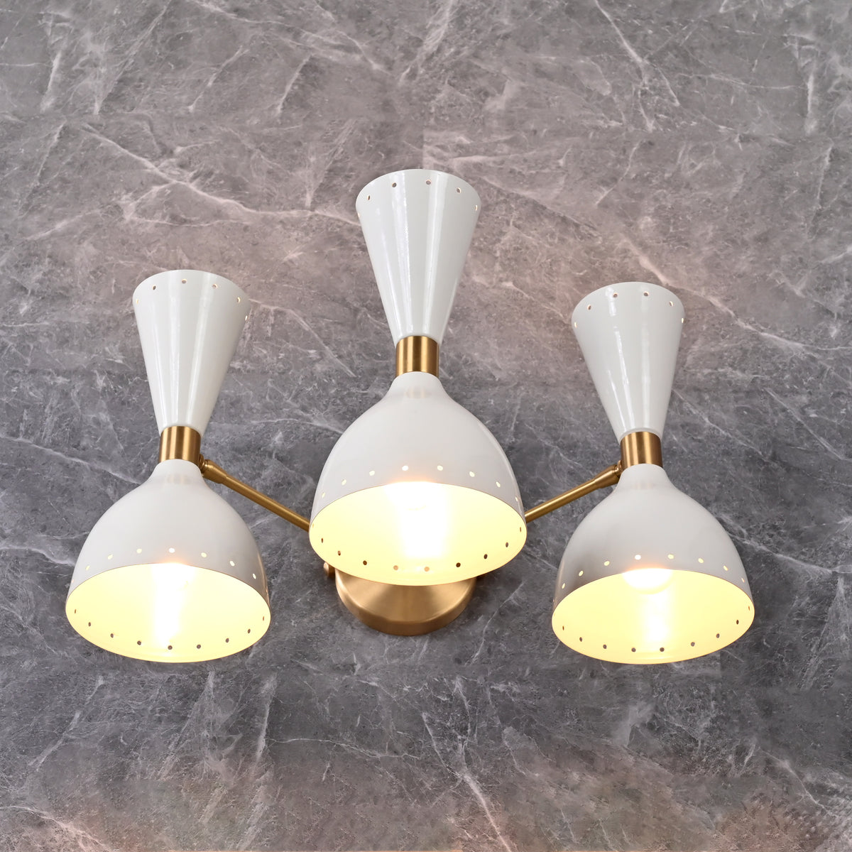 Mid-Century Diabolo Style Triple Cone Wall Sconce | Customizable Modern Perforated Light Fixture - 32603