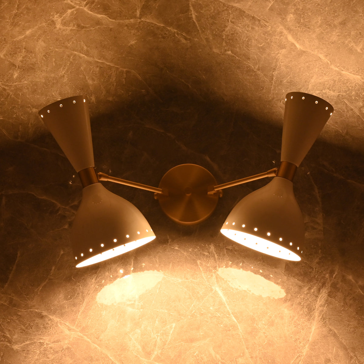 Mid-Century Diabolo Style Double Cone Wall Sconce | Customizable Perforated Modern Light Fixture - 32604