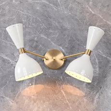 Mid-Century Diabolo Style Double Cone Wall Sconce | Customizable Perforated Modern Light Fixture - 32604