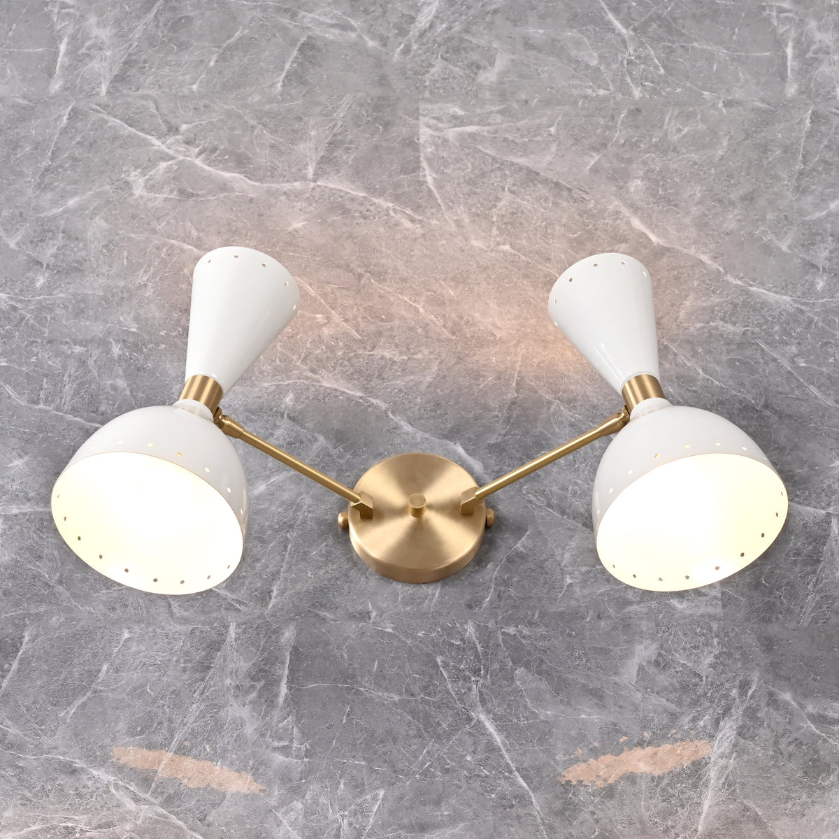 Mid-Century Diabolo Style Double Cone Wall Sconce | Customizable Perforated Modern Light Fixture - 32604