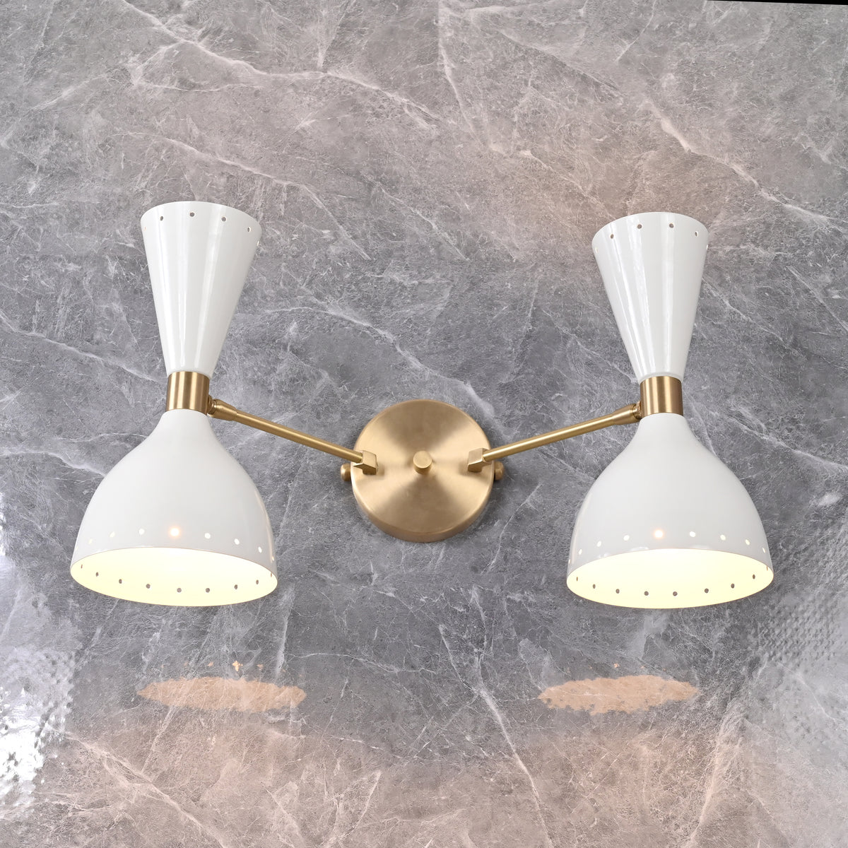 Mid-Century Diabolo Style Double Cone Wall Sconce | Customizable Perforated Modern Light Fixture - 32604