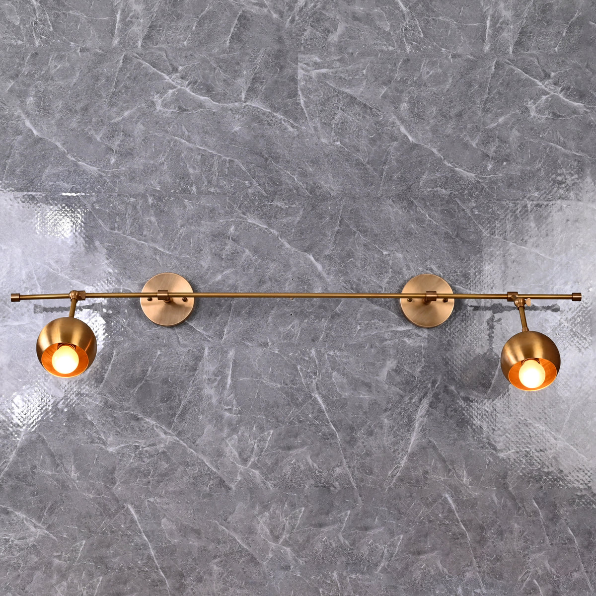 Modern Globe Arm Wall Sconce with Extended Bar Design | Customizable Dual Head Decorative Fixture - 32605