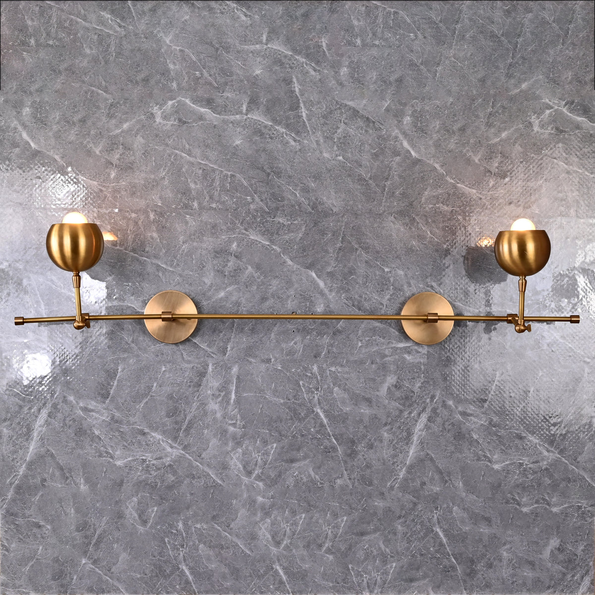 Modern Globe Arm Wall Sconce with Extended Bar Design | Customizable Dual Head Decorative Fixture - 32605