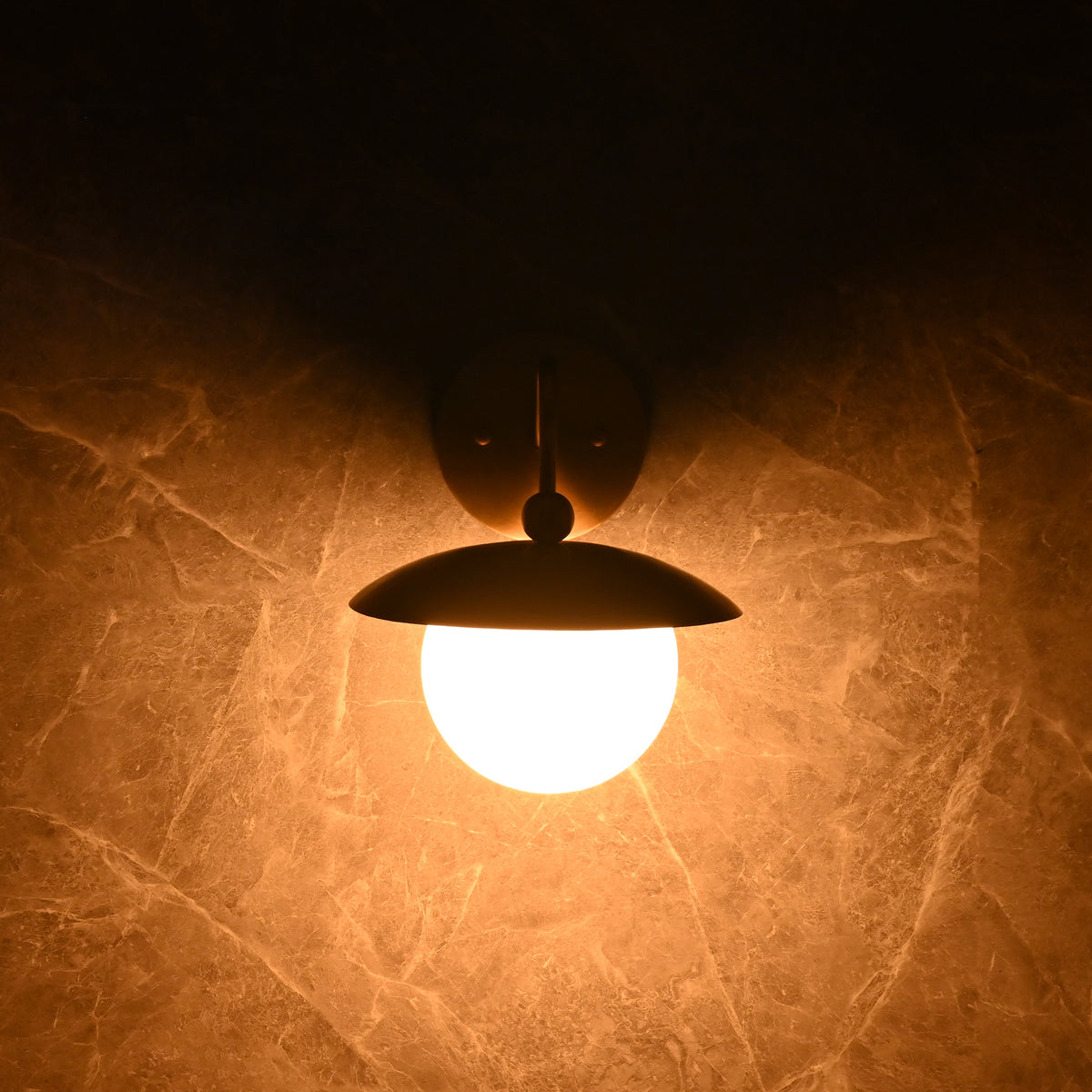 Modern Globe Wall Sconce with Curved Arm and Dome Shade | Customizable Decorative Ambient Fixture - 32607