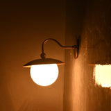 Modern Globe Wall Sconce with Curved Arm and Dome Shade | Customizable Decorative Ambient Fixture - 32607