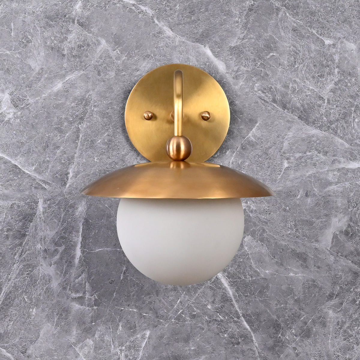 Modern Globe Wall Sconce with Curved Arm and Dome Shade | Customizable Decorative Ambient Fixture - 32607