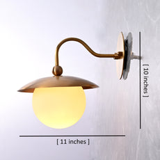 Modern Globe Wall Sconce with Curved Arm and Dome Shade | Customizable Decorative Ambient Fixture - 32607