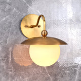 Modern Globe Wall Sconce with Curved Arm and Dome Shade | Customizable Decorative Ambient Fixture - 32607