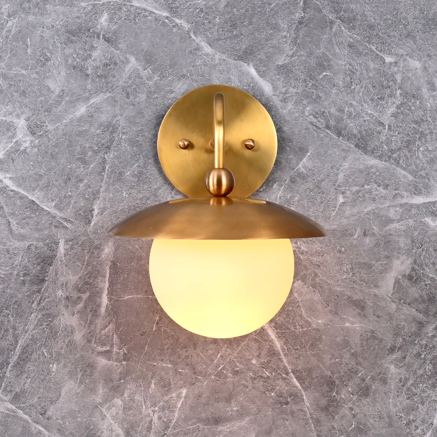 Modern Globe Wall Sconce with Curved Arm and Dome Shade | Customizable Decorative Ambient Fixture - 32607