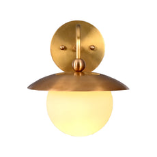 Modern Globe Wall Sconce with Curved Arm and Dome Shade | Customizable Decorative Ambient Fixture - 32607
