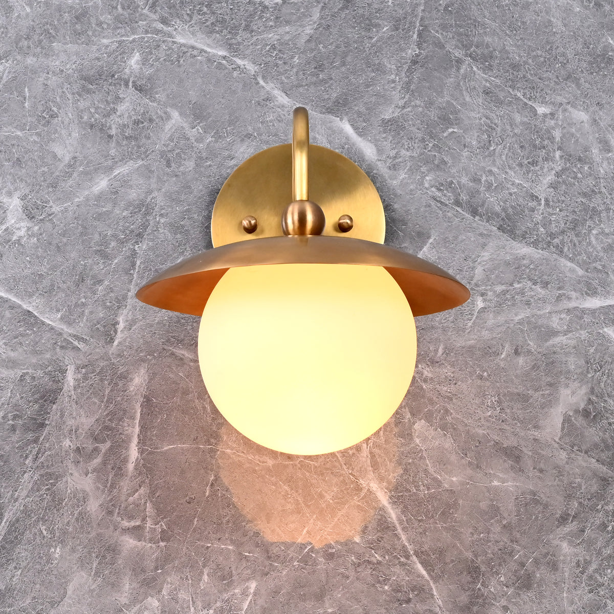 Modern Globe Wall Sconce with Curved Arm and Dome Shade | Customizable Decorative Ambient Fixture - 32607