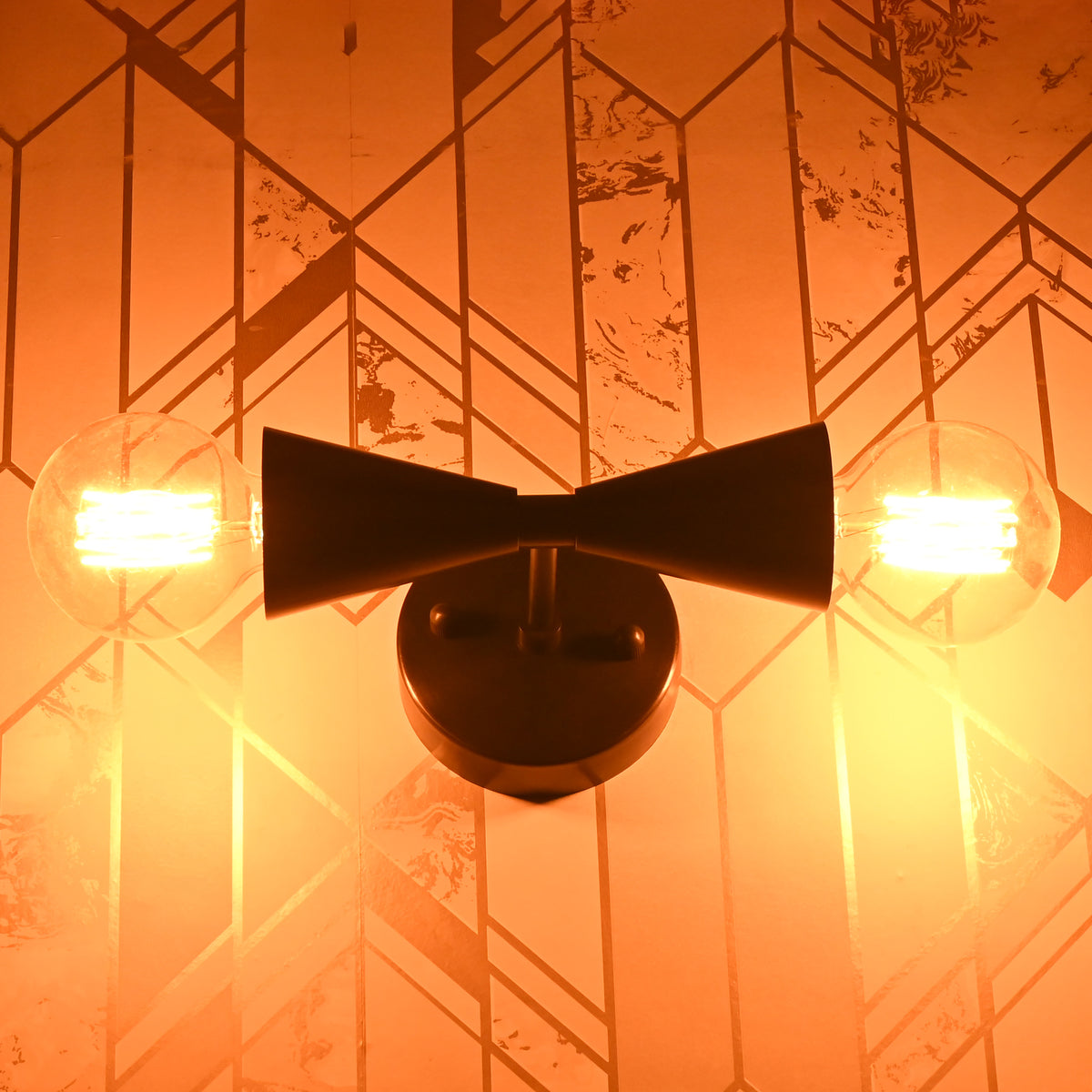 Modern Double Cone Wall Sconce with Exposed Bulbs | Customizable Compact Decorative Light Fixture - 32609