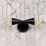 Modern Double Cone Wall Sconce with Exposed Bulbs | Customizable Compact Decorative Light Fixture - 32609