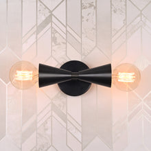 Modern Double Cone Wall Sconce with Exposed Bulbs | Customizable Compact Decorative Light Fixture - 32609