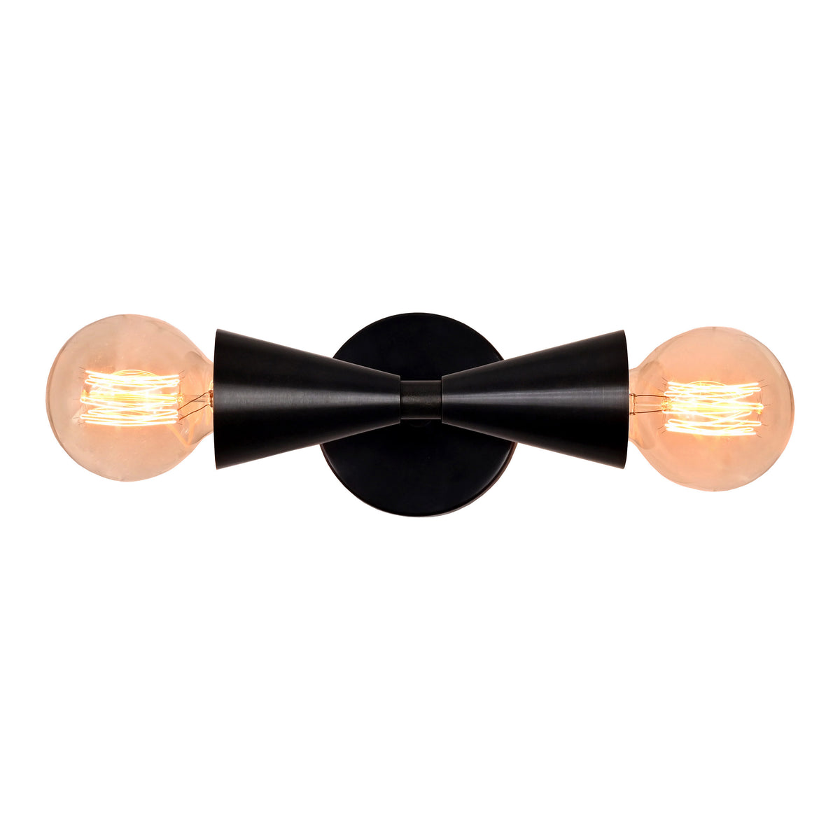 Modern Double Cone Wall Sconce with Exposed Bulbs | Customizable Compact Decorative Light Fixture - 32609