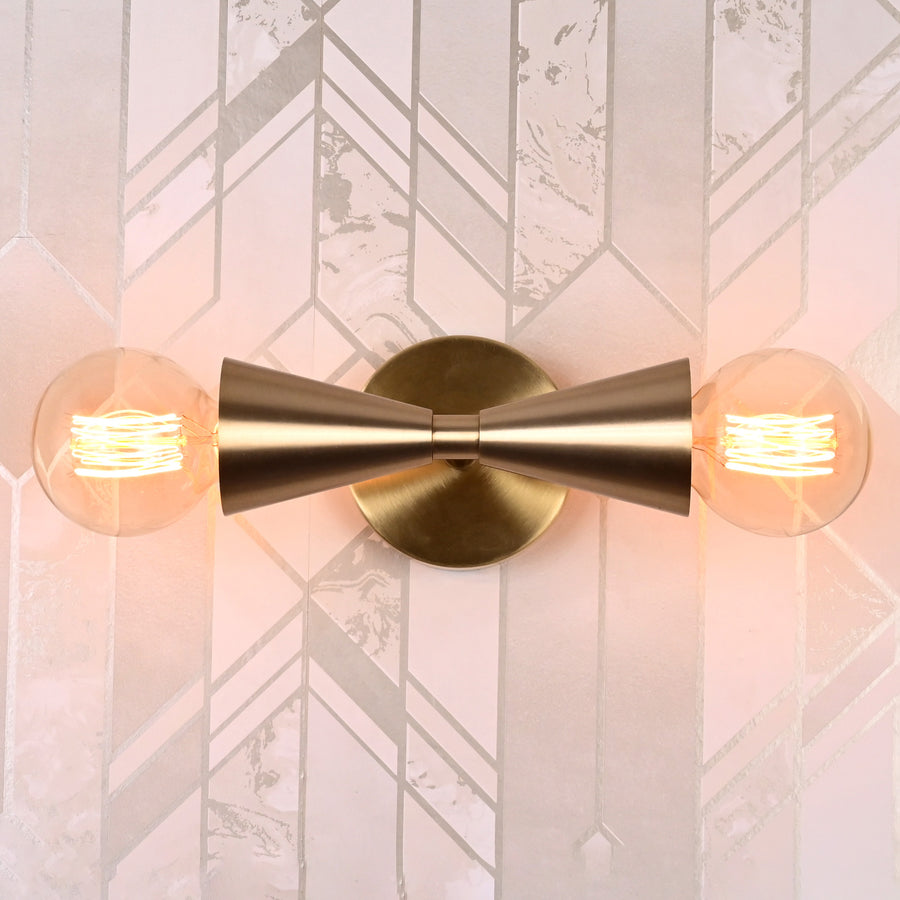 Mid-Century Double Cone Wall Sconce in Symmetrical Design | Customizable Modern Decorative Fixture - 32611