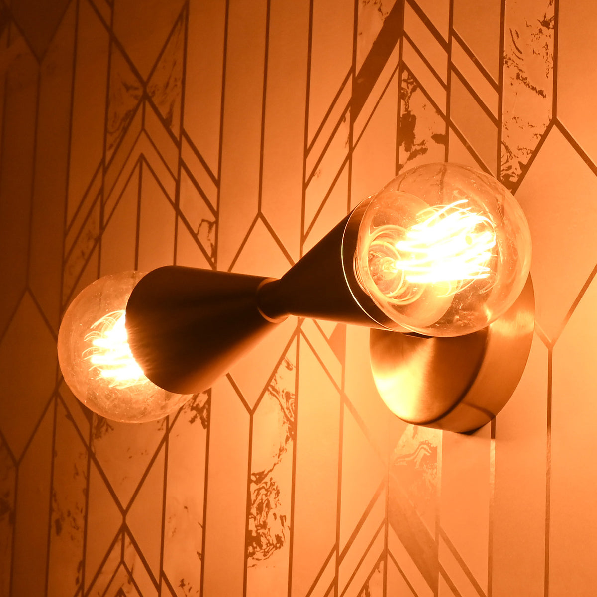 Mid-Century Double Cone Wall Sconce in Symmetrical Design | Customizable Modern Decorative Fixture - 32611