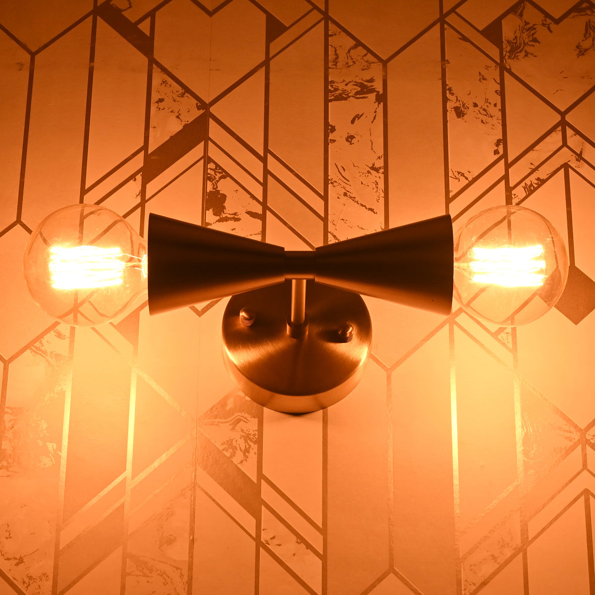 Mid-Century Double Cone Wall Sconce in Symmetrical Design | Customizable Modern Decorative Fixture - 32611