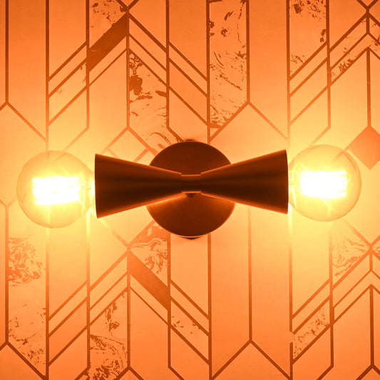 Brass Leaf Studio - Brass Twin Bulbs Wall Sconce, Mid Century Minimal Industrial Brass Made Wall Lamp, Wall Light, Vanity, Make up Picture Mirror, E26 Screw in Bulbs