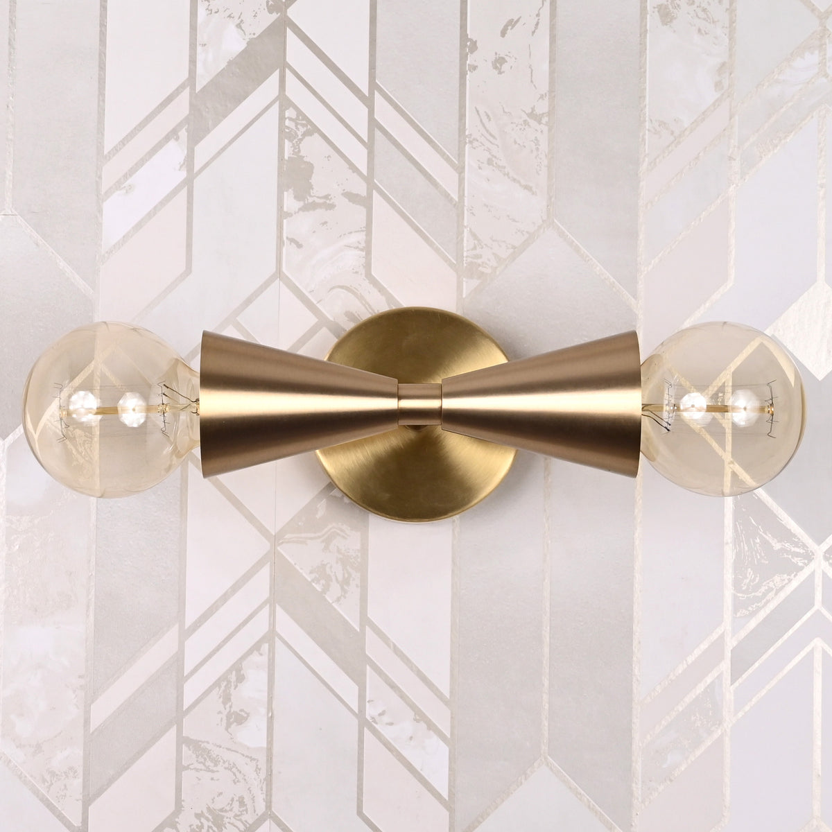 Mid-Century Double Cone Wall Sconce in Symmetrical Design | Customizable Modern Decorative Fixture - 32611