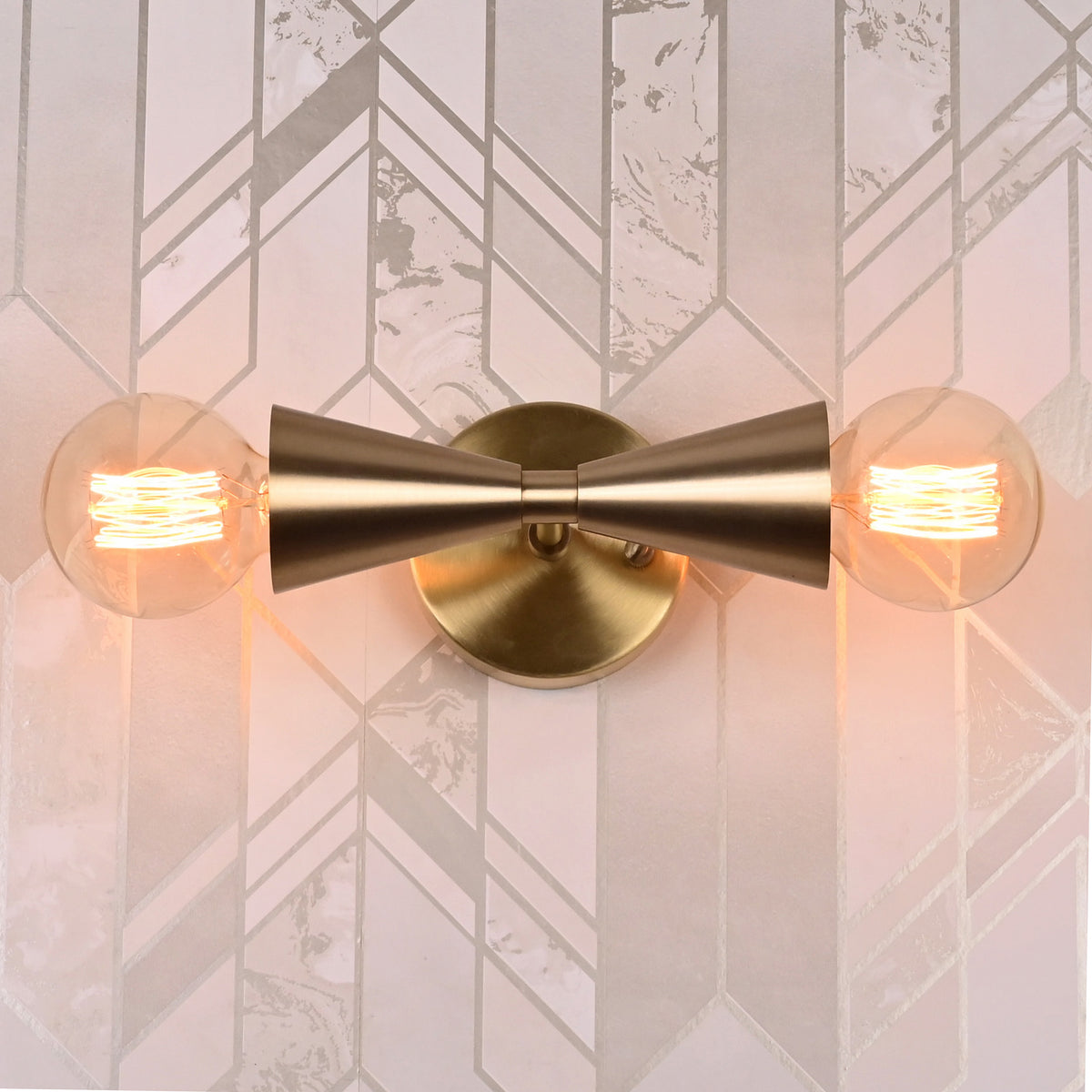 Mid-Century Double Cone Wall Sconce in Symmetrical Design | Customizable Modern Decorative Fixture - 32611