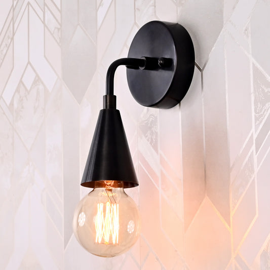 Brass Leaf Studio - Brass Single Bulb Wall Sconce, Mid Century Minimal Industrial Brass Made Bulb Holder, Wall Light, Vanity, Make up Picture Mirror
