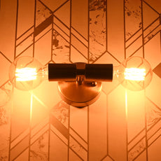 Brass Leaf Studio - Brass Wall Sconce, Twin-Bulbs Mid Century Minimal Industrial Brass Made Wall Lamp, Wall Sconce