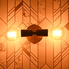 Brass Leaf Studio - Brass Wall Sconce, Twin-Bulbs Mid Century Minimal Industrial Brass Made Wall Lamp, Wall Sconce