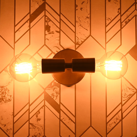 Brass Leaf Studio - Brass Wall Sconce, Twin-Bulbs Mid Century Minimal Industrial Brass Made Wall Lamp, Wall Sconce