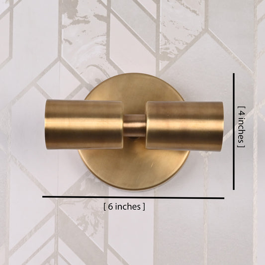 Brass Leaf Studio - Brass Wall Sconce, Twin-Bulbs Mid Century Minimal Industrial Brass Made Wall Lamp, Wall Sconce