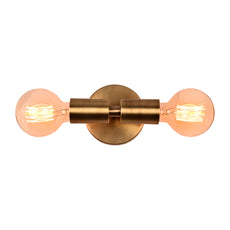 Brass Leaf Studio - Brass Wall Sconce, Twin-Bulbs Mid Century Minimal Industrial Brass Made Wall Lamp, Wall Sconce