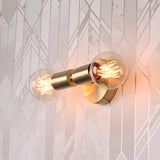 Mid-Century Modern Brass Tube Wall Sconce | Customizable Dual-Bulb Light Fixture For Bathroom Vanity - 32615