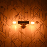 Mid-Century Modern Brass Tube Wall Sconce | Customizable Dual-Bulb Light Fixture For Bathroom Vanity - 32615