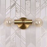 Mid-Century Modern Brass Tube Wall Sconce | Customizable Dual-Bulb Light Fixture For Bathroom Vanity - 32615