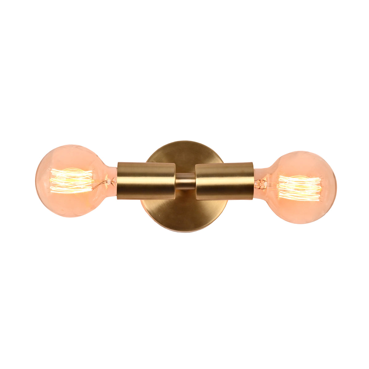 Mid-Century Modern Brass Tube Wall Sconce | Customizable Dual-Bulb Light Fixture For Bathroom Vanity - 32615