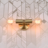 Mid-Century Modern Brass Tube Wall Sconce | Customizable Dual-Bulb Light Fixture For Bathroom Vanity - 32615
