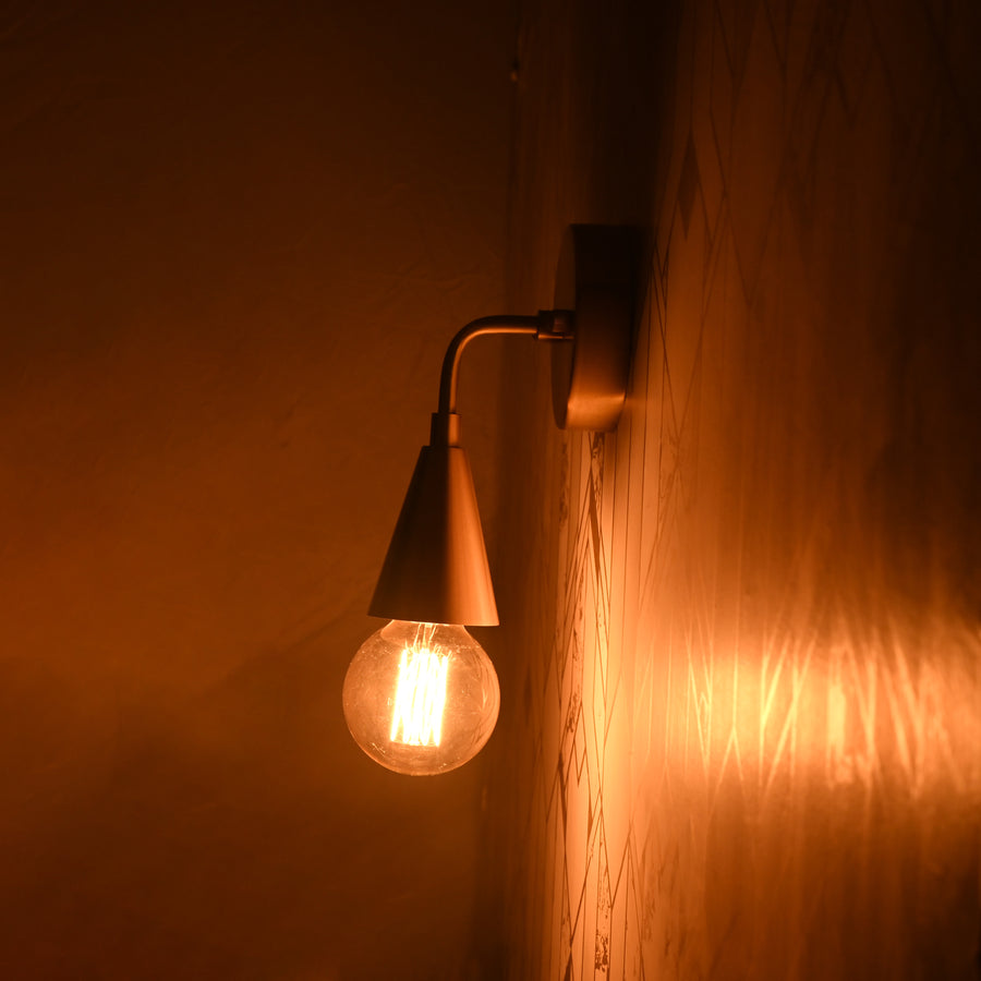 Mid-Century Modern Cone Brass Wall Sconce | Customizable Single-Light Fixture for Bedroom or Hallway - 32617