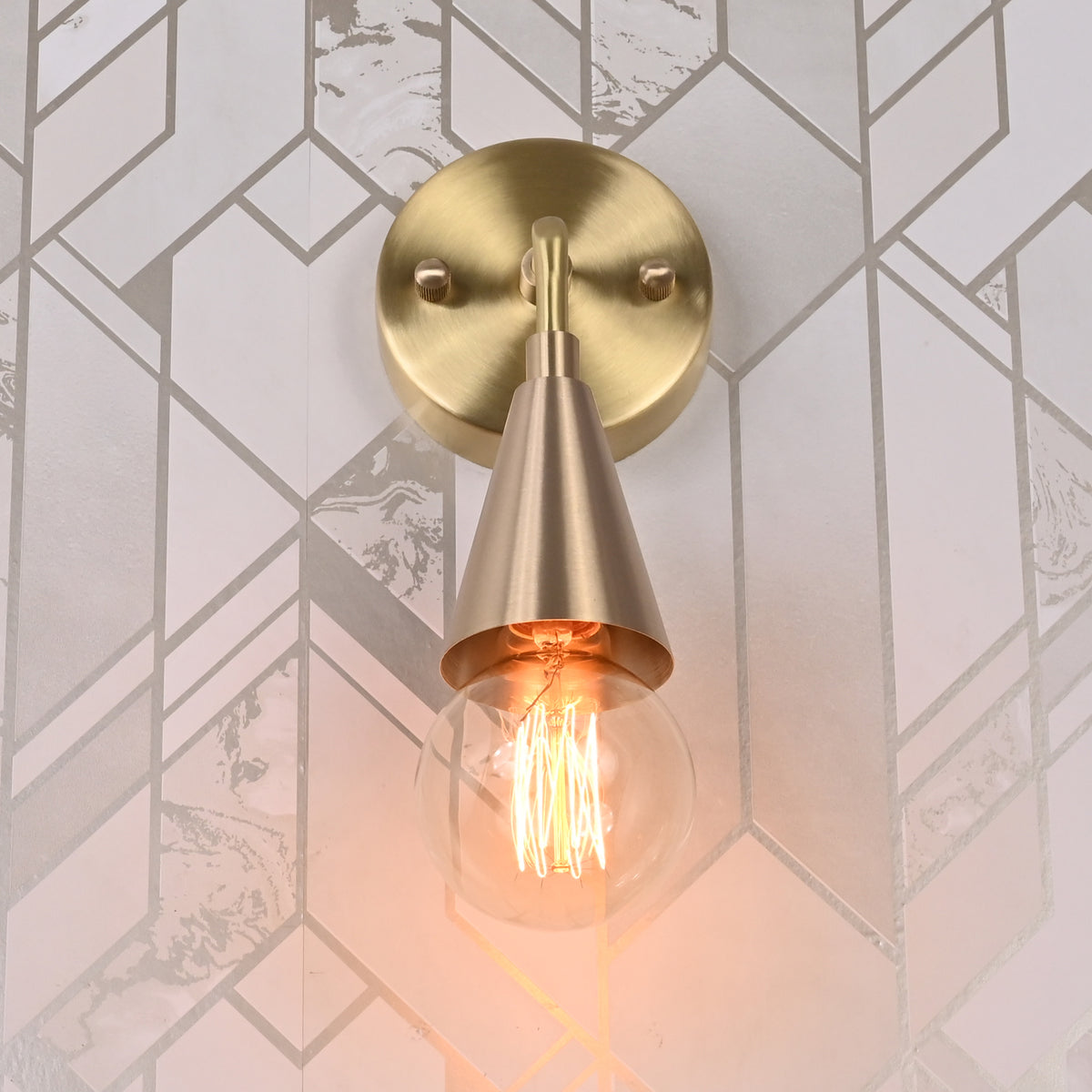 Mid-century modern Sputnik chandelier with 8 lights, brass frame, and teal cone shades