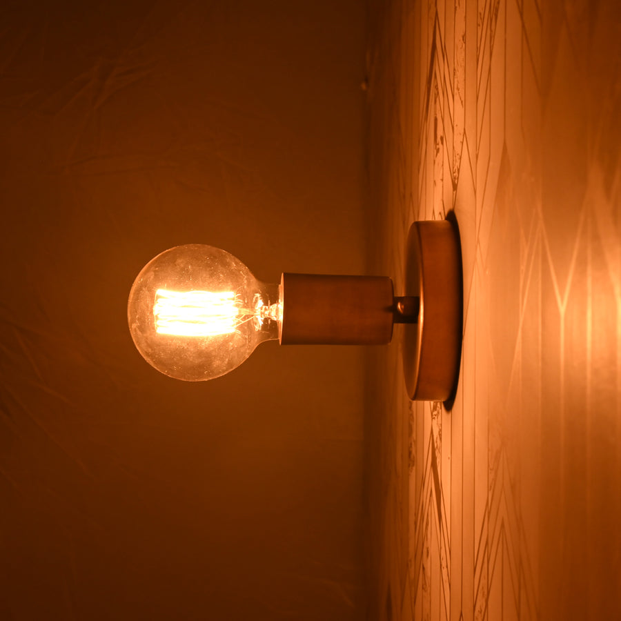 Industrial Minimalist Brass Wall Sconce | Customizable Single-Light Fixture for Modern Home Interiors - 32618